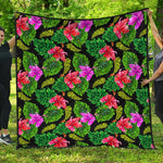 Monstera Hibiscus Hawaii Pattern Print Quilt