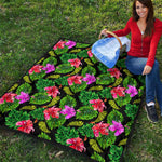 Monstera Hibiscus Hawaii Pattern Print Quilt