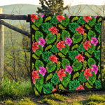 Monstera Hibiscus Hawaii Pattern Print Quilt