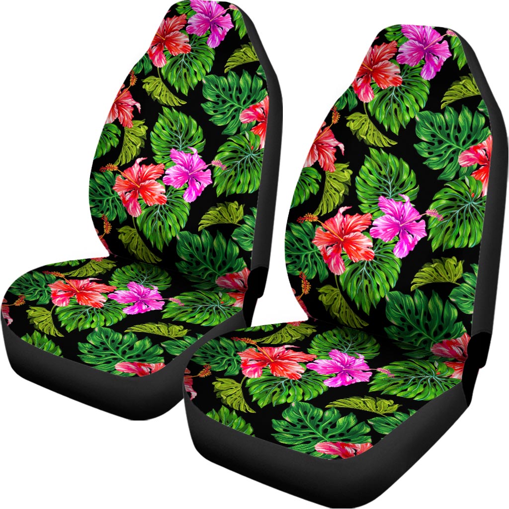 Monstera Hibiscus Hawaii Pattern Print Universal Fit Car Seat Covers