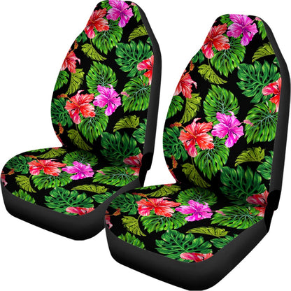 Monstera Hibiscus Hawaii Pattern Print Universal Fit Car Seat Covers