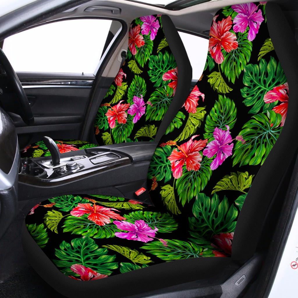 Monstera Hibiscus Hawaii Pattern Print Universal Fit Car Seat Covers