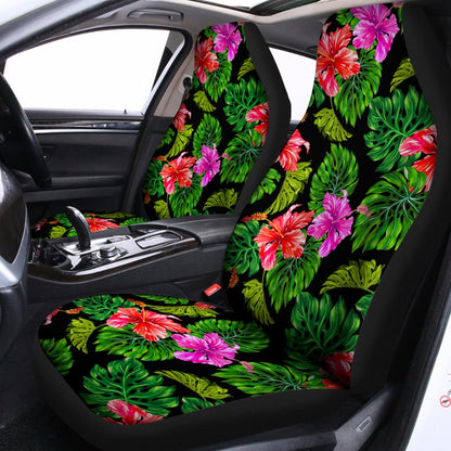 Monstera Hibiscus Hawaii Pattern Print Universal Fit Car Seat Covers