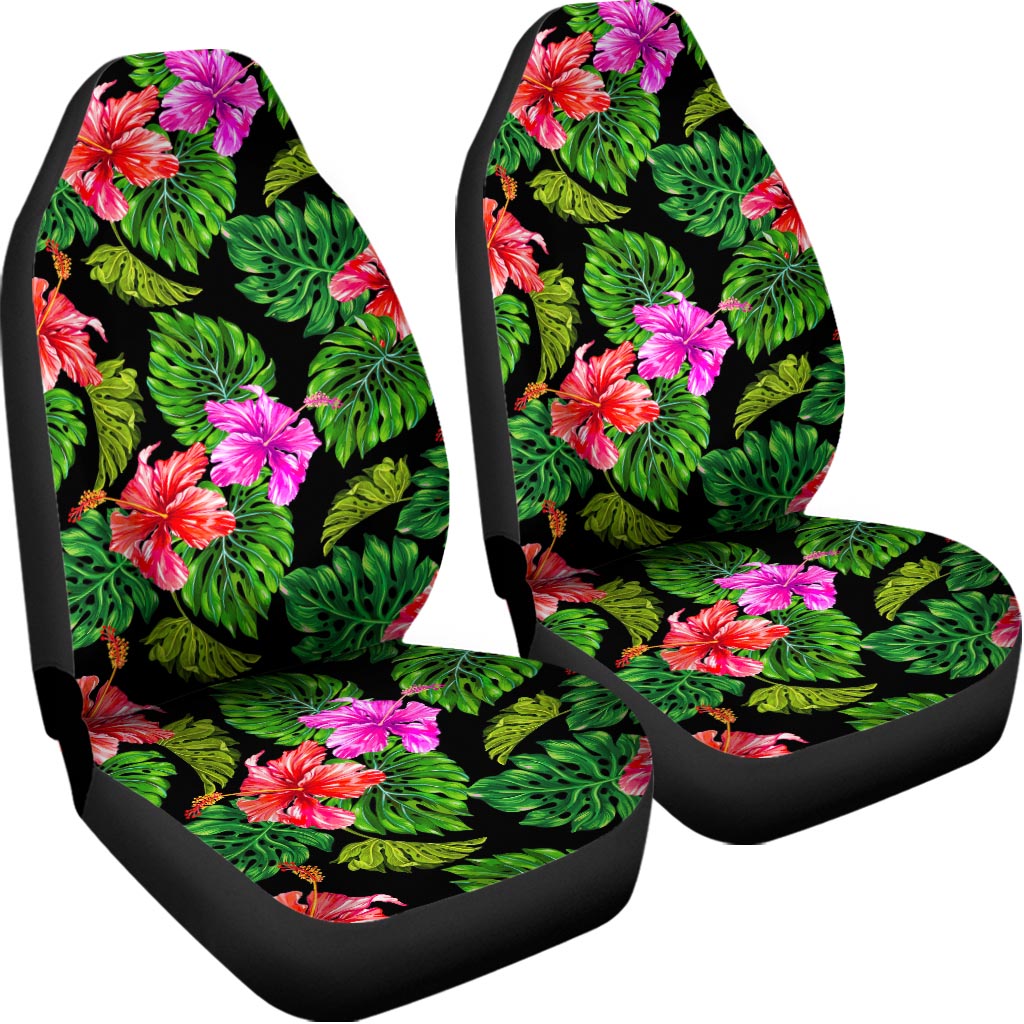 Monstera Hibiscus Hawaii Pattern Print Universal Fit Car Seat Covers