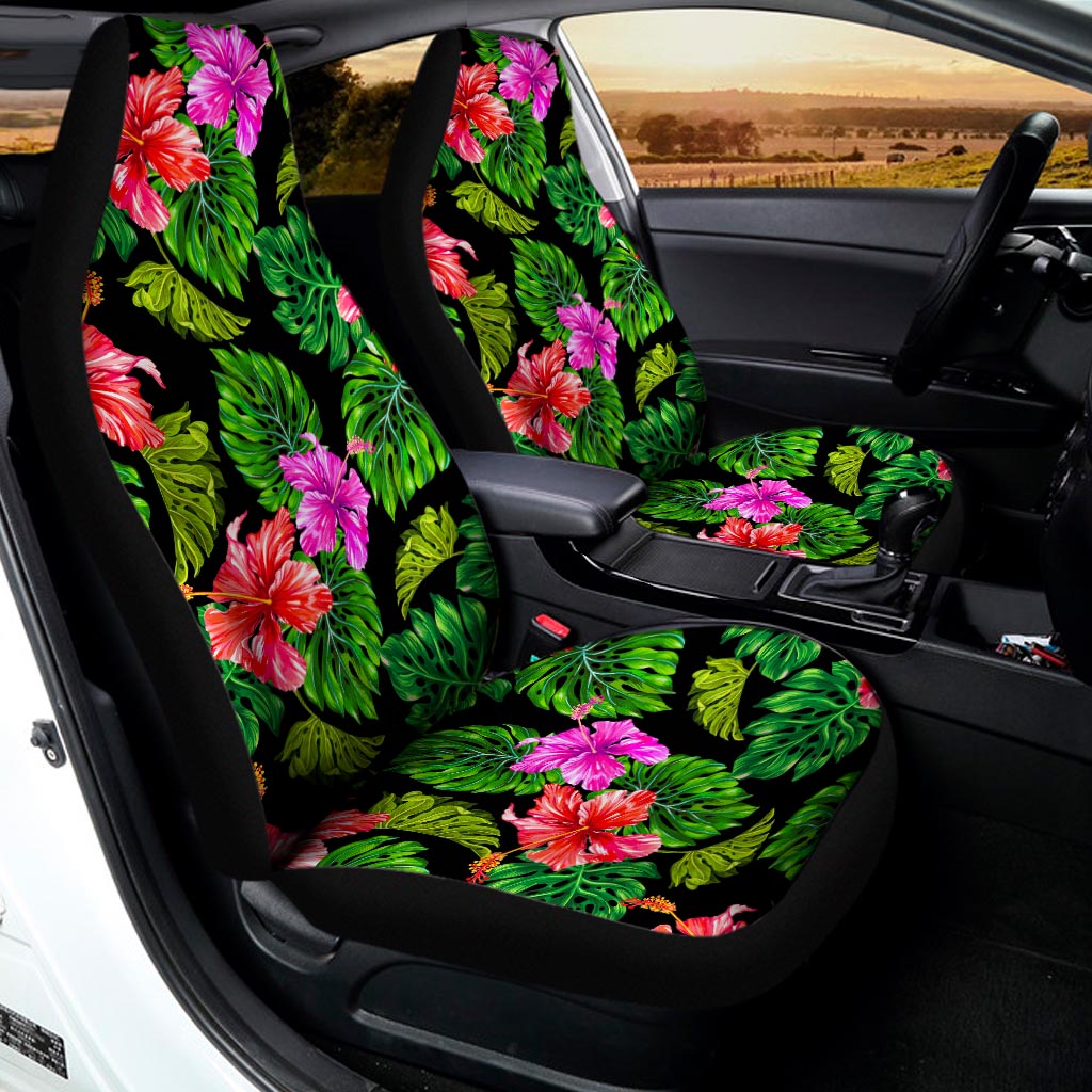 Monstera Hibiscus Hawaii Pattern Print Universal Fit Car Seat Covers