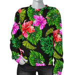 Monstera Hibiscus Hawaii Pattern Print Women's Crewneck Sweatshirt GearFrost