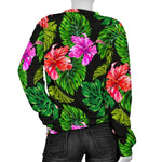 Monstera Hibiscus Hawaii Pattern Print Women's Crewneck Sweatshirt GearFrost