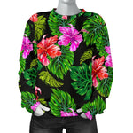 Monstera Hibiscus Hawaii Pattern Print Women's Crewneck Sweatshirt GearFrost