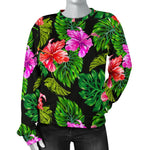 Monstera Hibiscus Hawaii Pattern Print Women's Crewneck Sweatshirt GearFrost