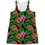 Monstera Hibiscus Hawaii Pattern Print Women's Racerback Tank Top