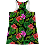 Monstera Hibiscus Hawaii Pattern Print Women's Racerback Tank Top