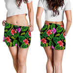 Monstera Hibiscus Hawaii Pattern Print Women's Shorts