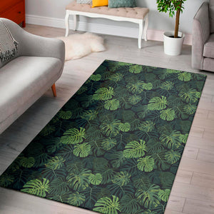 Monstera Palm Leaves Pattern Print Area Rug