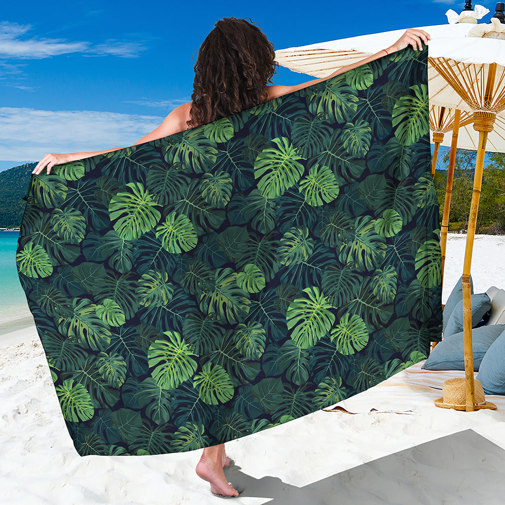 Monstera Palm Leaves Pattern Print Beach Sarong Wrap