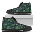 Monstera Palm Leaves Pattern Print Black High Top Sneakers