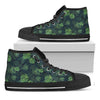 Monstera Palm Leaves Pattern Print Black High Top Shoes