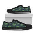 Monstera Palm Leaves Pattern Print Black Low Top Sneakers