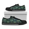 Monstera Palm Leaves Pattern Print Black Low Top Shoes