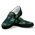 Monstera Palm Leaves Pattern Print Black Slip On Shoes