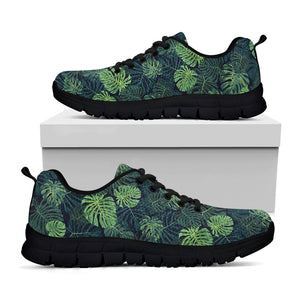 Monstera Palm Leaves Pattern Print Black Sneakers