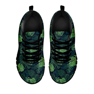 Monstera Palm Leaves Pattern Print Black Sneakers