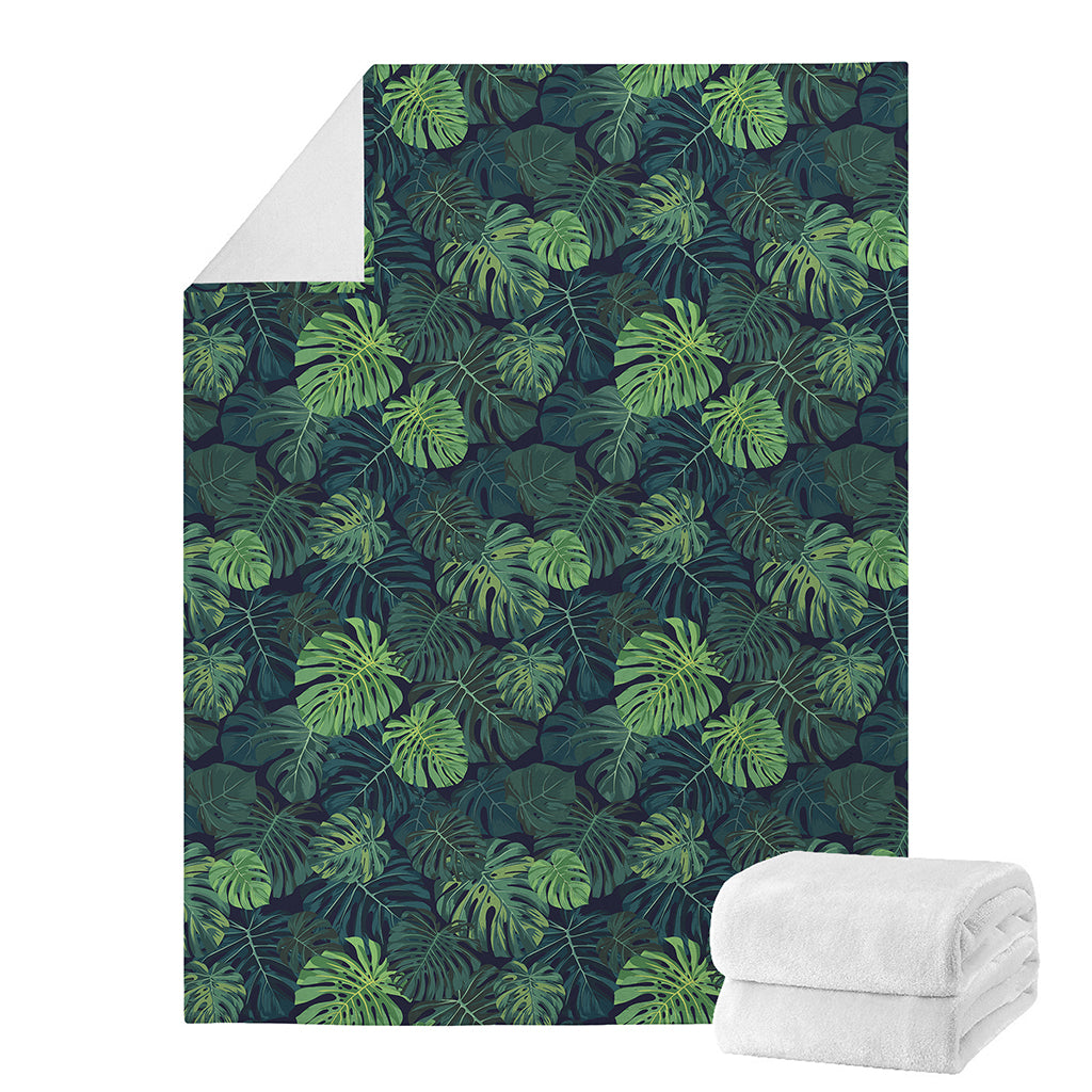 Monstera Palm Leaves Pattern Print Blanket