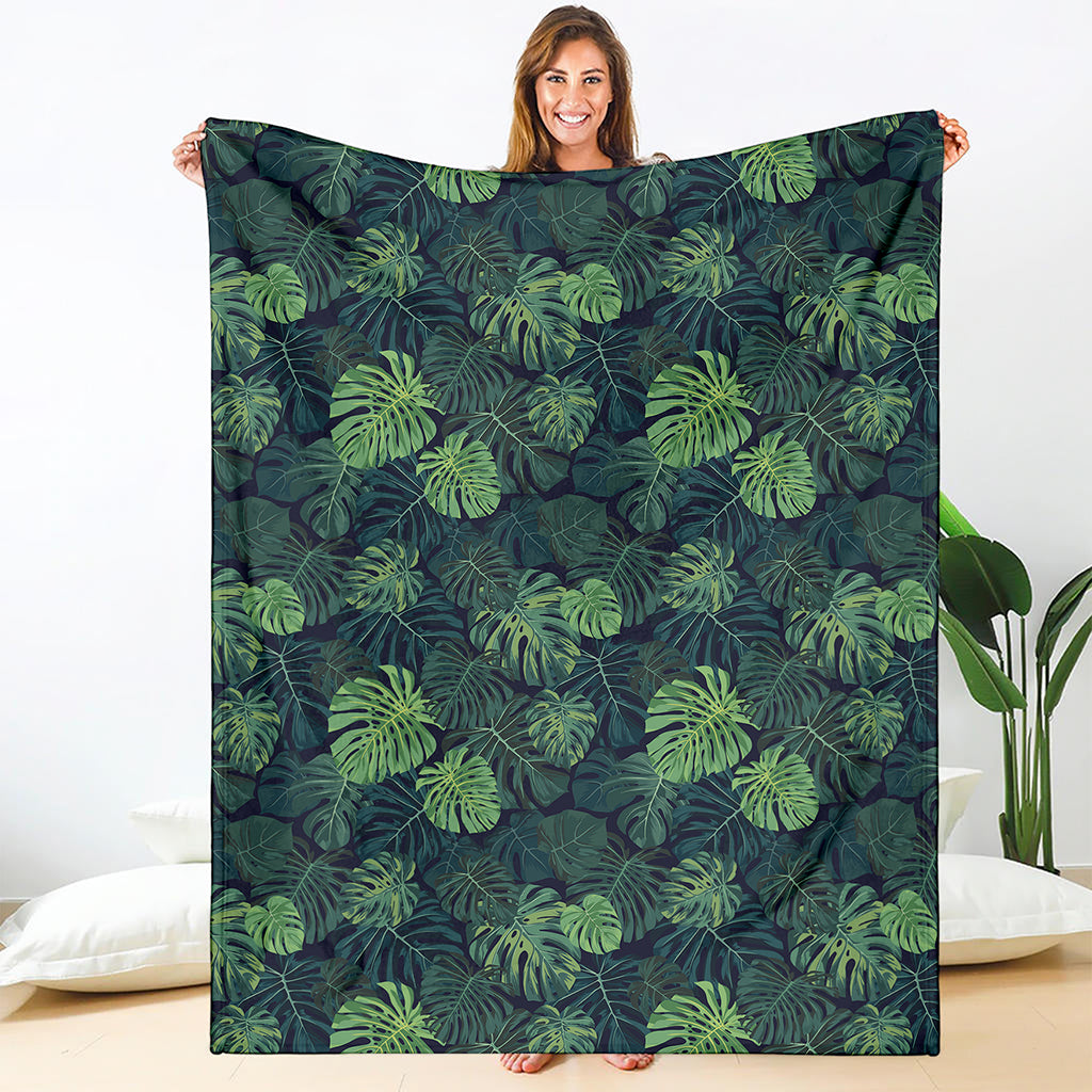 Monstera Palm Leaves Pattern Print Blanket