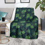 Monstera Palm Leaves Pattern Print Blanket