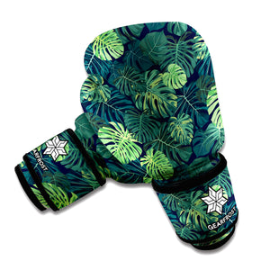 Monstera Palm Leaves Pattern Print Boxing Gloves