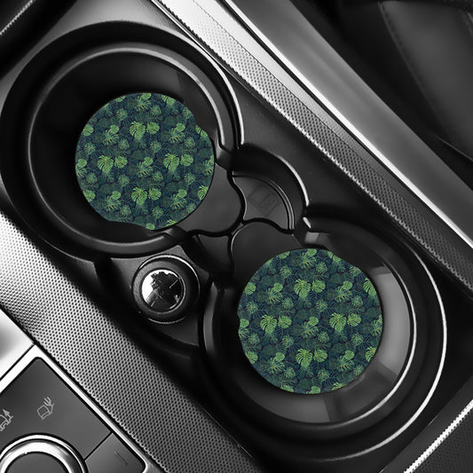 Monstera Palm Leaves Pattern Print Car Coasters