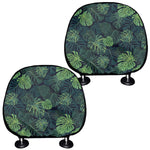 Monstera Palm Leaves Pattern Print Car Headrest Covers