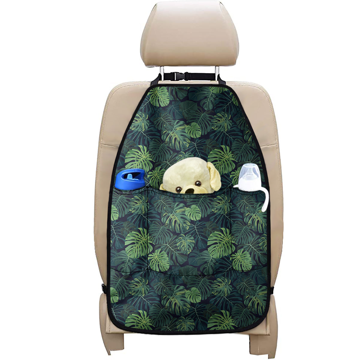 Monstera Palm Leaves Pattern Print Car Seat Organizers