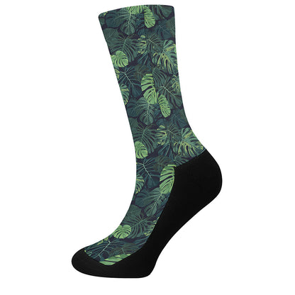 Monstera Palm Leaves Pattern Print Crew Socks