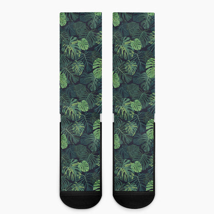 Monstera Palm Leaves Pattern Print Crew Socks