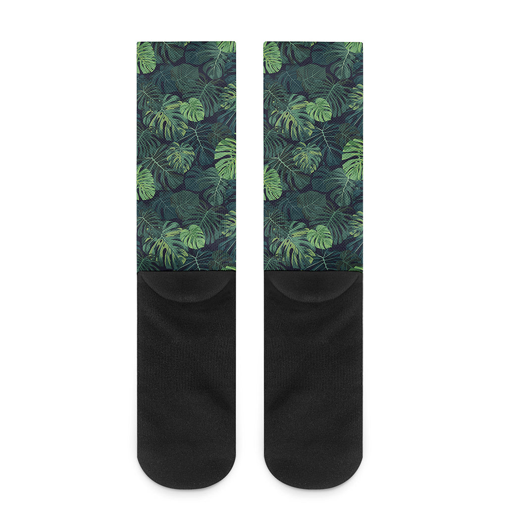 Monstera Palm Leaves Pattern Print Crew Socks