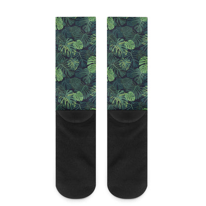 Monstera Palm Leaves Pattern Print Crew Socks