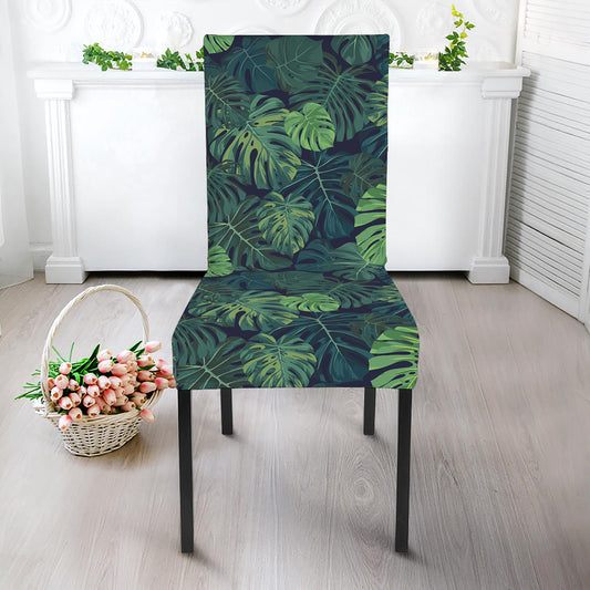 Monstera Palm Leaves Pattern Print Dining Chair Slipcover