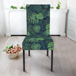 Monstera Palm Leaves Pattern Print Dining Chair Slipcover