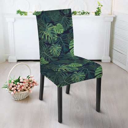 Monstera Palm Leaves Pattern Print Dining Chair Slipcover