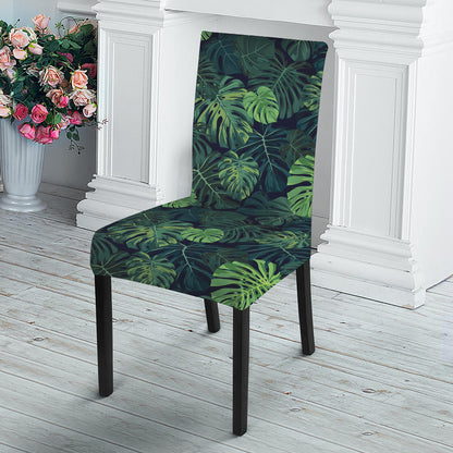 Monstera Palm Leaves Pattern Print Dining Chair Slipcover