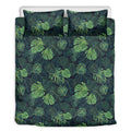 Monstera Palm Leaves Pattern Print Duvet Cover Bedding Set