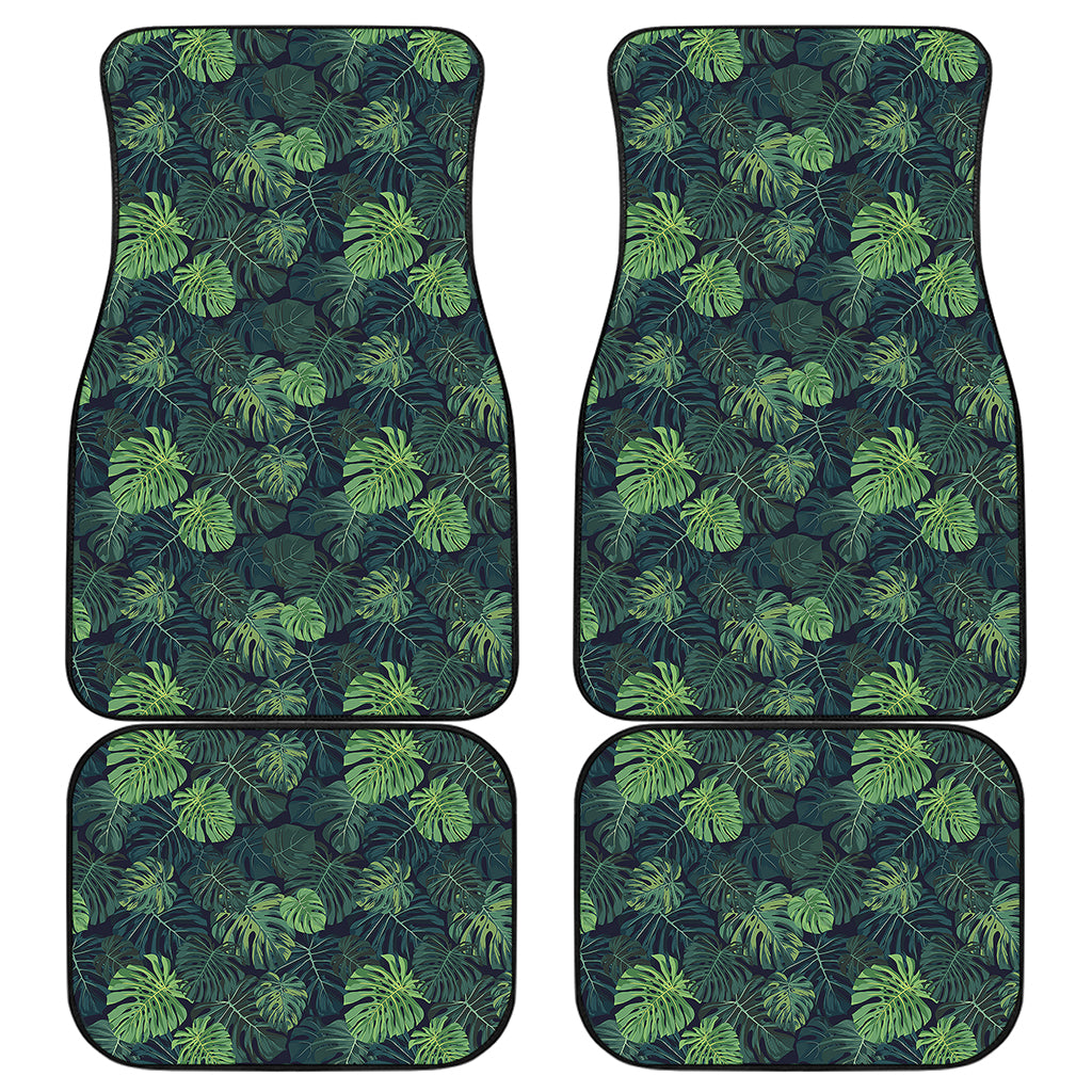 Monstera Palm Leaves Pattern Print Front and Back Car Floor Mats