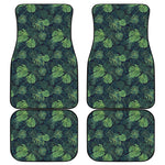 Monstera Palm Leaves Pattern Print Front and Back Car Floor Mats