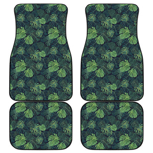 Monstera Palm Leaves Pattern Print Front and Back Car Floor Mats