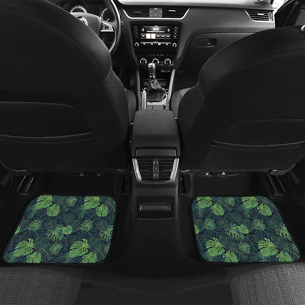 Monstera Palm Leaves Pattern Print Front and Back Car Floor Mats