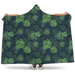 Monstera Palm Leaves Pattern Print Hooded Blanket