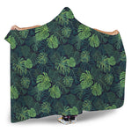 Monstera Palm Leaves Pattern Print Hooded Blanket