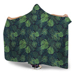 Monstera Palm Leaves Pattern Print Hooded Blanket
