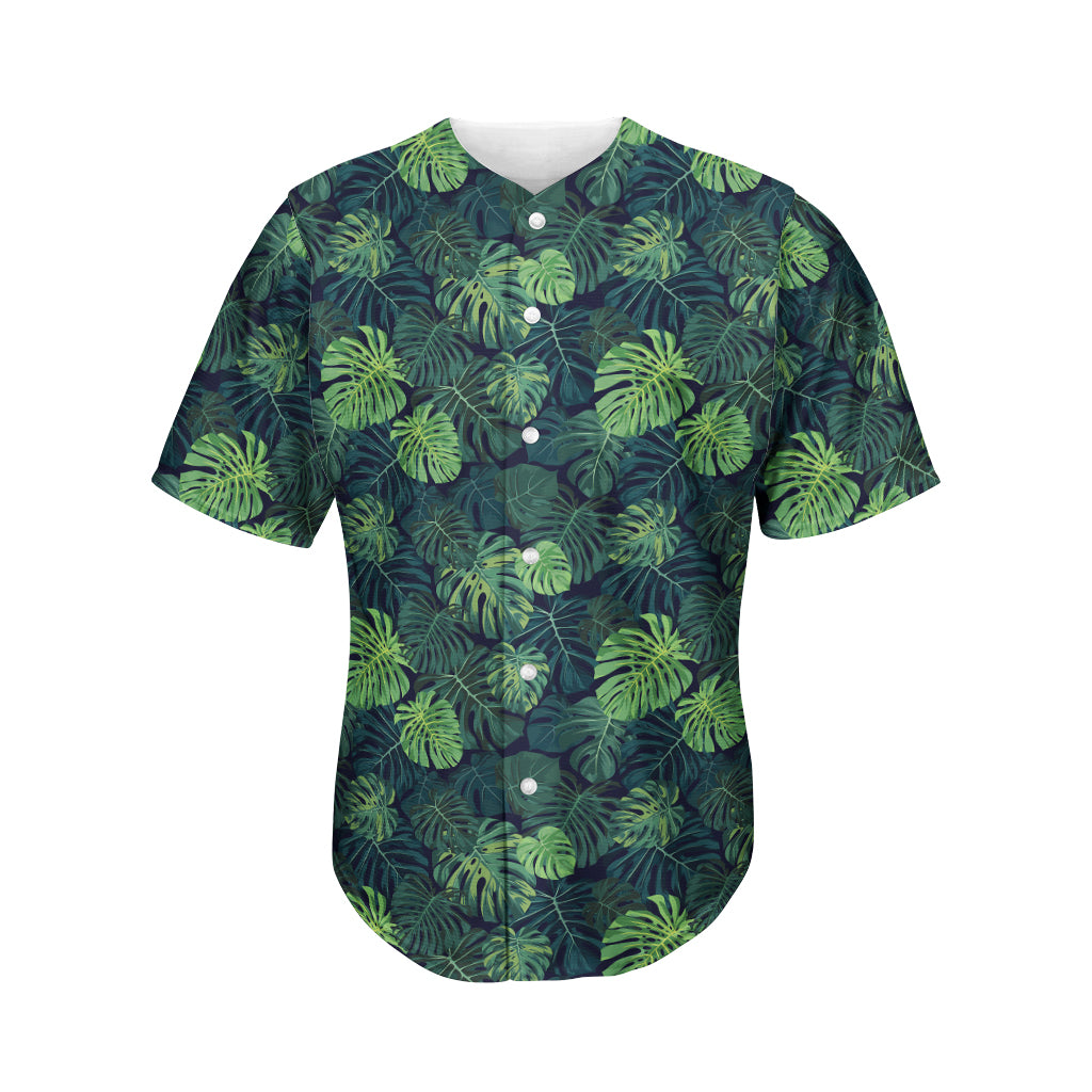 Monstera Palm Leaves Pattern Print Men's Baseball Jersey