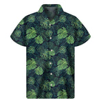 Monstera Palm Leaves Pattern Print Men's Short Sleeve Shirt